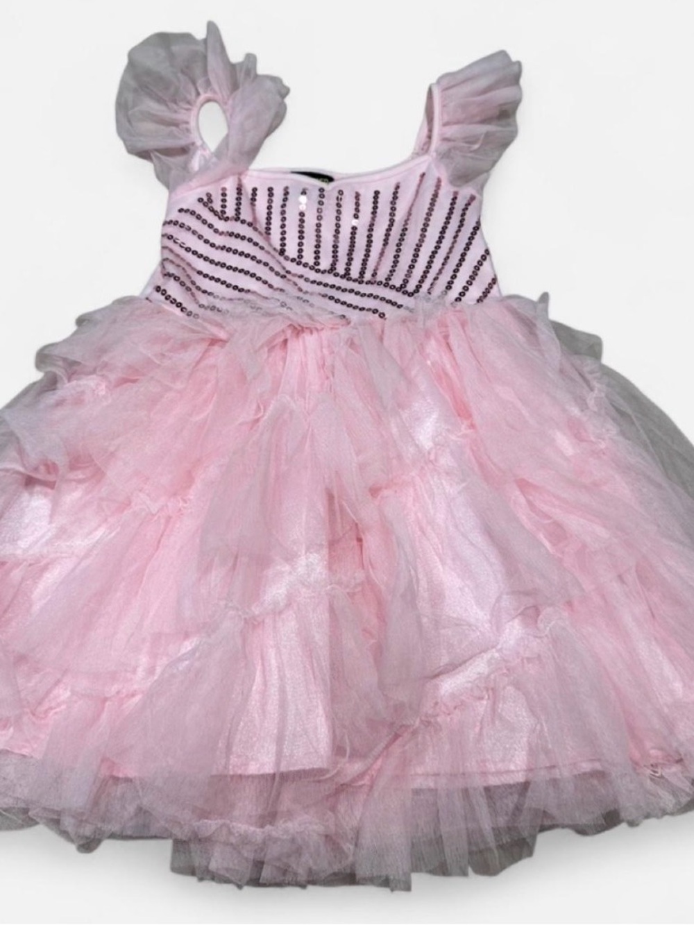 Pink Tulle Party Dress with Sequined Bodice